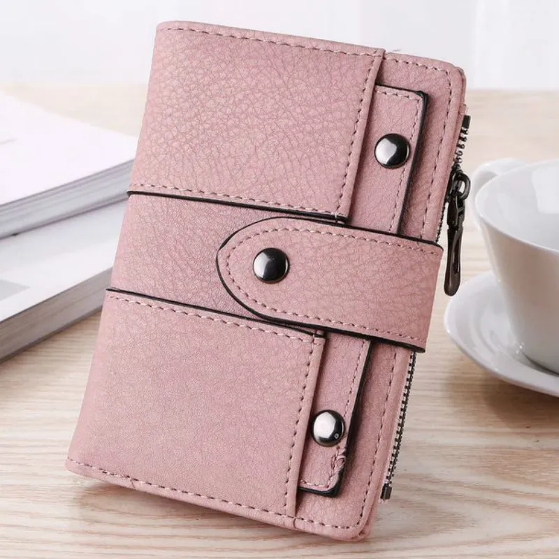 Las mujeres cartera Simple Retro remaches corto cartera moneda monedero tarjeta bolso para chicas monedero damas cartera Bolsa Feminina