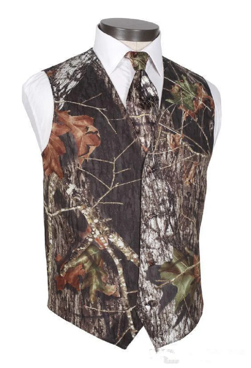 Cheap Real Tree Camo Groom Vest True Timber Camo Formal Mens Vest Groomsmen Cheap Camouflage Wedding Plus Size