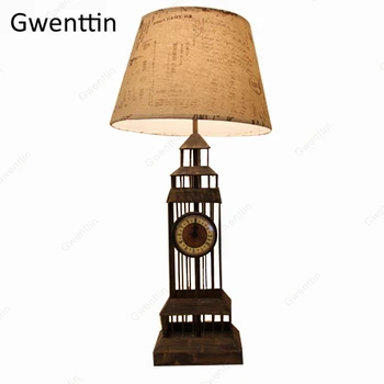 

British Clock Tower Table Lamp Retro Standing Desk Light for Bedroom Hotel Bedside Lamps Led Light Fixtures Luminaire Home Decor