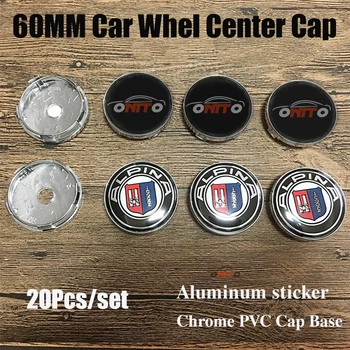 

20pcs Aluminum Sticker Label 60MM Wheel Hub Caps Covers Wheel Center Cap Covers abs/pvc Base For E60 E90 F10 F30 F15 E91 E92 E93