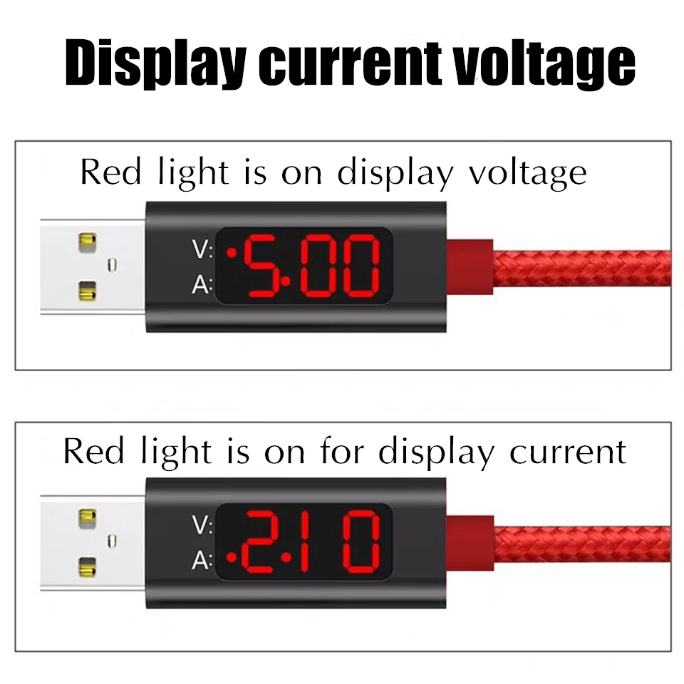 5V 1.5A USB кабель для телефона с светодиодный цифровым дисплеем type C Micro USB Дата-кабель для быстрой передачи данных Зарядка для iPhone Xiaomi huawei