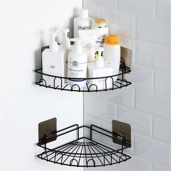 

Punch Free Corner Bathroom Shelf Iron Shelf Hair Dryer Holder No trace Kitchen Spice Rack Household Storage Organizer Holder