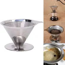 1pcs Stainless Steel Mesh Coffee Filter Paperless Pour Over Cone Dripper Reusable