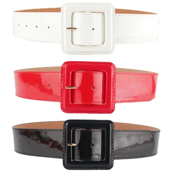 

Lady Women PU Leather Belt One Size Strap Waistband (Black/White/Red) Stylish LLBLT0039