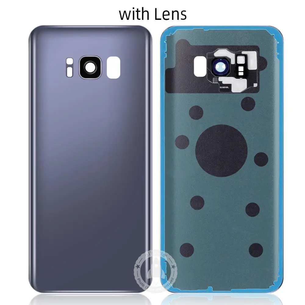 Samsung стеклянный Телефон задняя крышка батареи для samsung S8 Plus корпус S8+ G955 Корпус задняя крышка чехол - Цвет: Purple with Lens