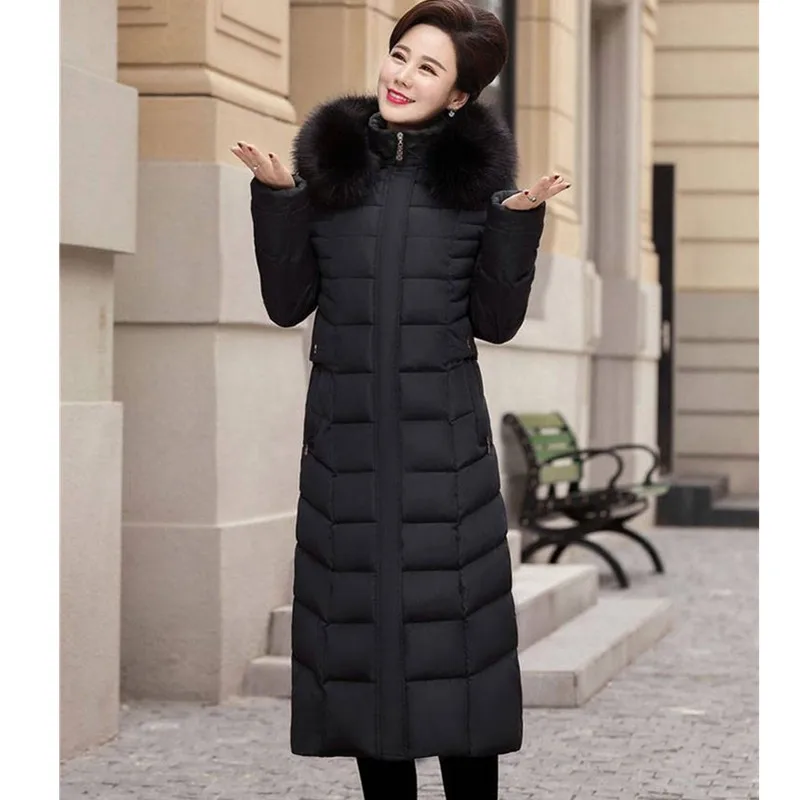 Зимняя куртка с капюшоном для женщин среднего возраста, теплая Толстая парка, длинное хлопковое пальто, большие размеры 7XL, женские куртки, одежда для мам