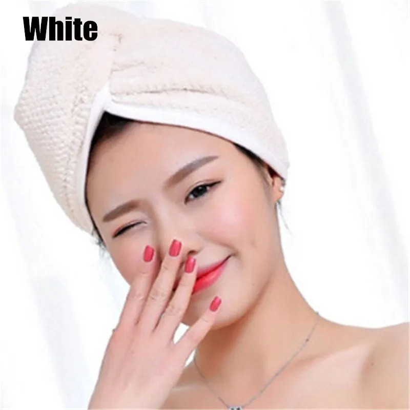 White Новинка, быстросохнущая шапочка для душа, полотенце, обертка для волос, мягкая микрофибра, банный тюрбан - Цвет: White