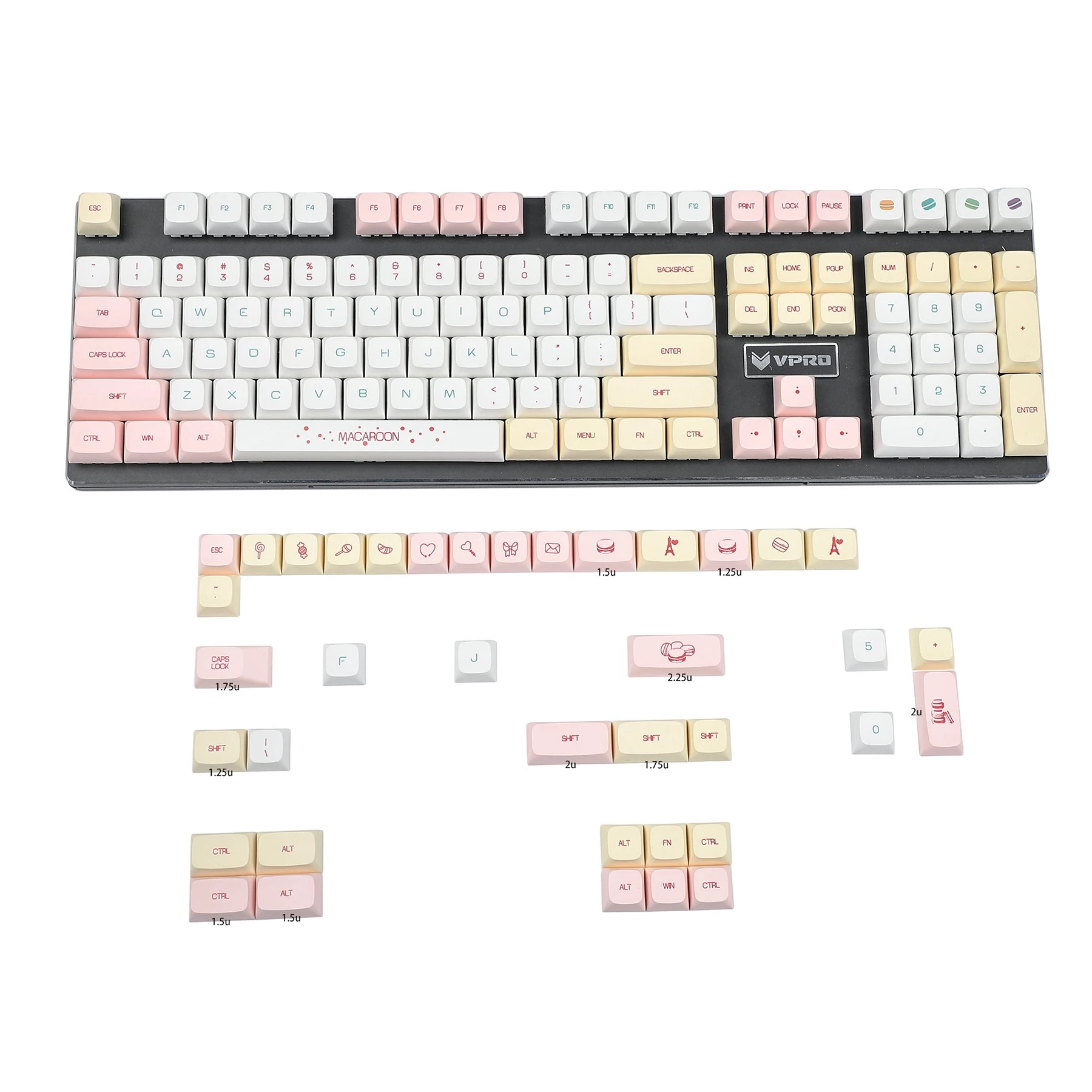 Zda Perfil 146 Chave Macaroon Corante Sub Pbt Gk61 Keycaps para Teclado Mecânico 104 87 61 Semelhante a Xda 60 Gk61x Gmmk Keychron - Imagem 4