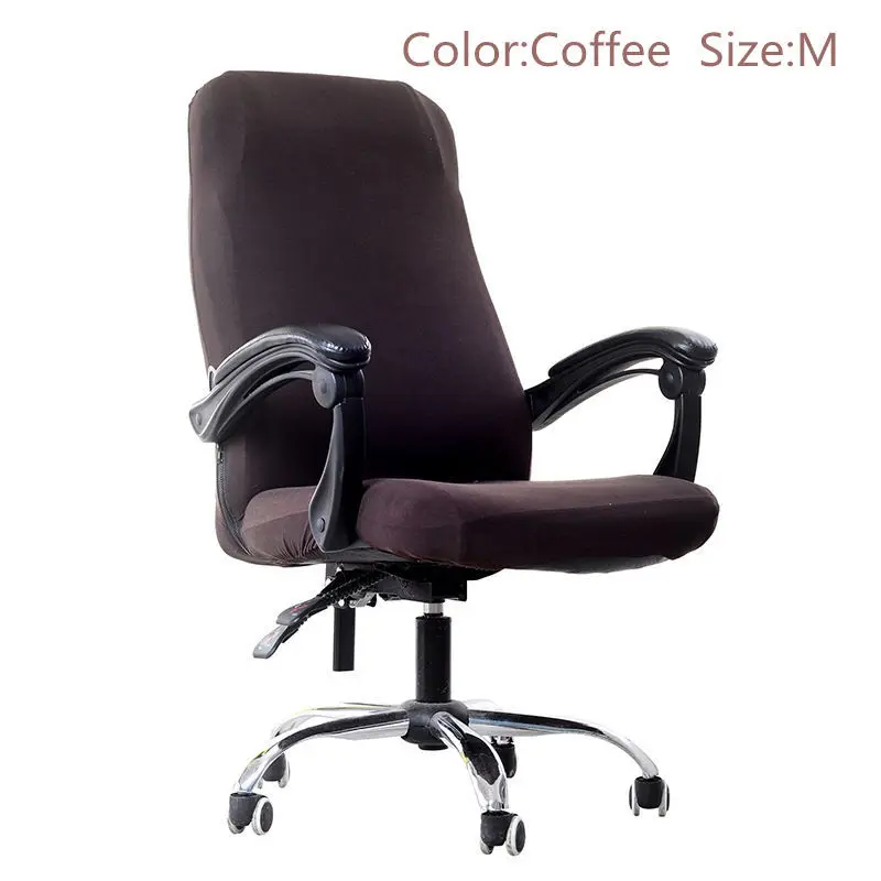 Эластичный стул крышка офисное сиденье Чехол для компьютерного стула съемное покрывало на кресло вращающийся подъемный стул Чехол Чехлы Slipcover - Цвет: Coffee M