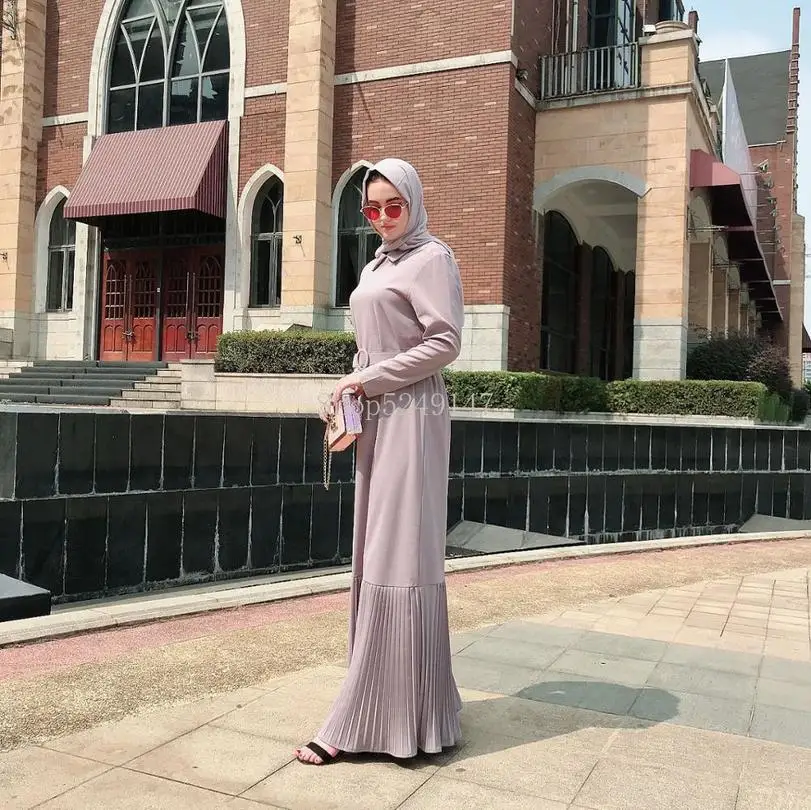 Элегантное мусульманское Плиссированное Платье Абая Vestidos Вечернее платье кардиган кимоно длинный халат платья Jubah Ближний Восток ИД Рамадан исламский