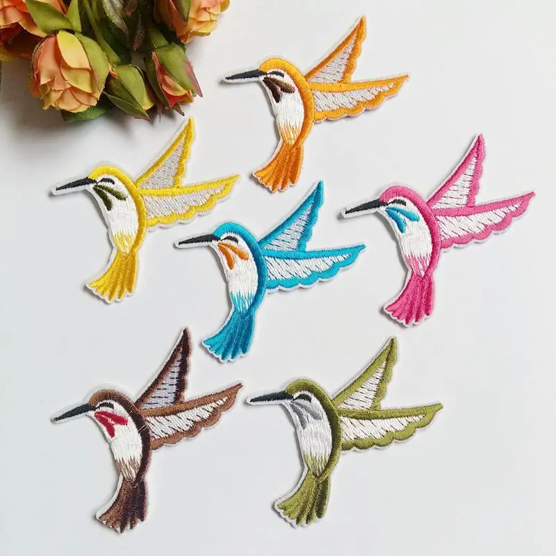 6PCS Embroidered Patches for Clothing Hummingbird Iron On Embroidery Sewing Sequins | Дом и сад