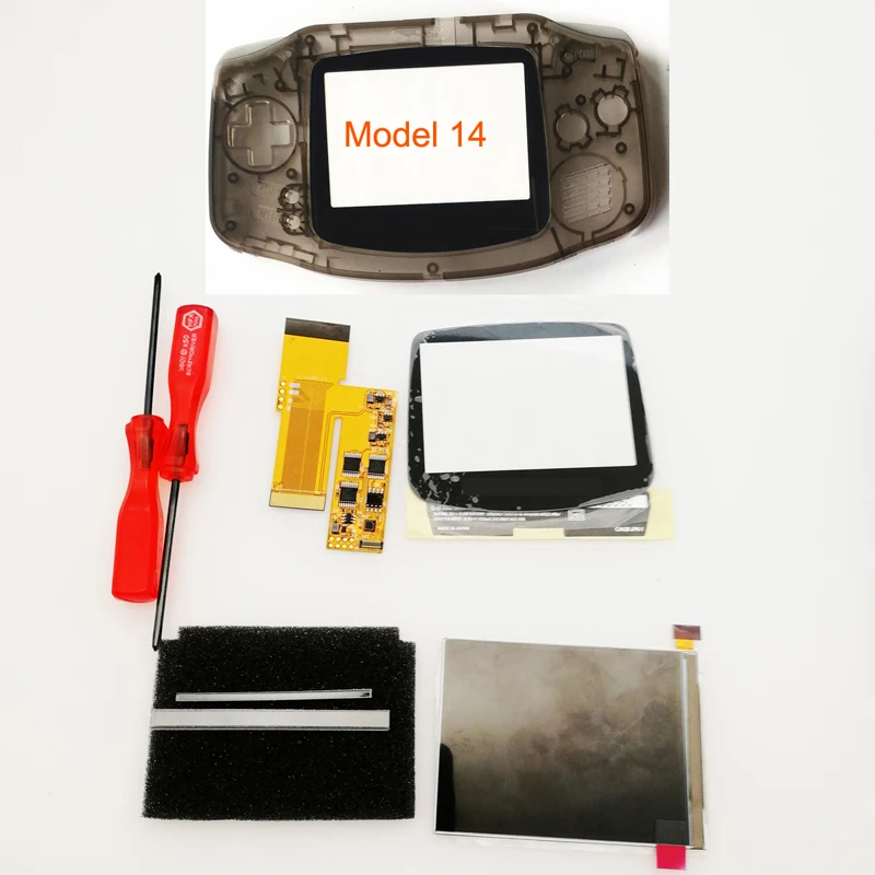 Clear black DIY ips GBA ЖК-экран 10 уровней высокой яркости подсветки для kingd Gameboy Advance консоль V2 версия с предварительно вырезанным корпусом - Цвет: Clear black
