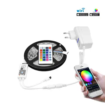

12V RGB RGBW RGBWW Wifi LED Strip Light 5050 60LEDs/M Flexible Lamp tape With 12V Adapter kit For Home Backlight Decor Lighting