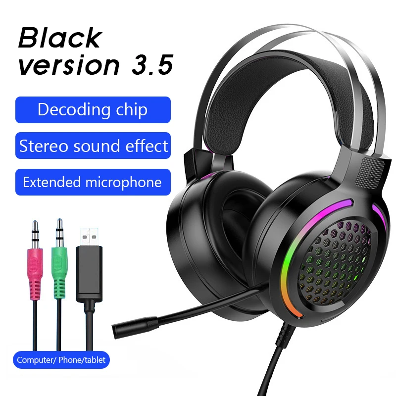 Professional 3 5mm PS4 Gamer Headphone Headset Led Light Stereo Headphone Gaming Earphones With Microphone For PC Phone LOL Game