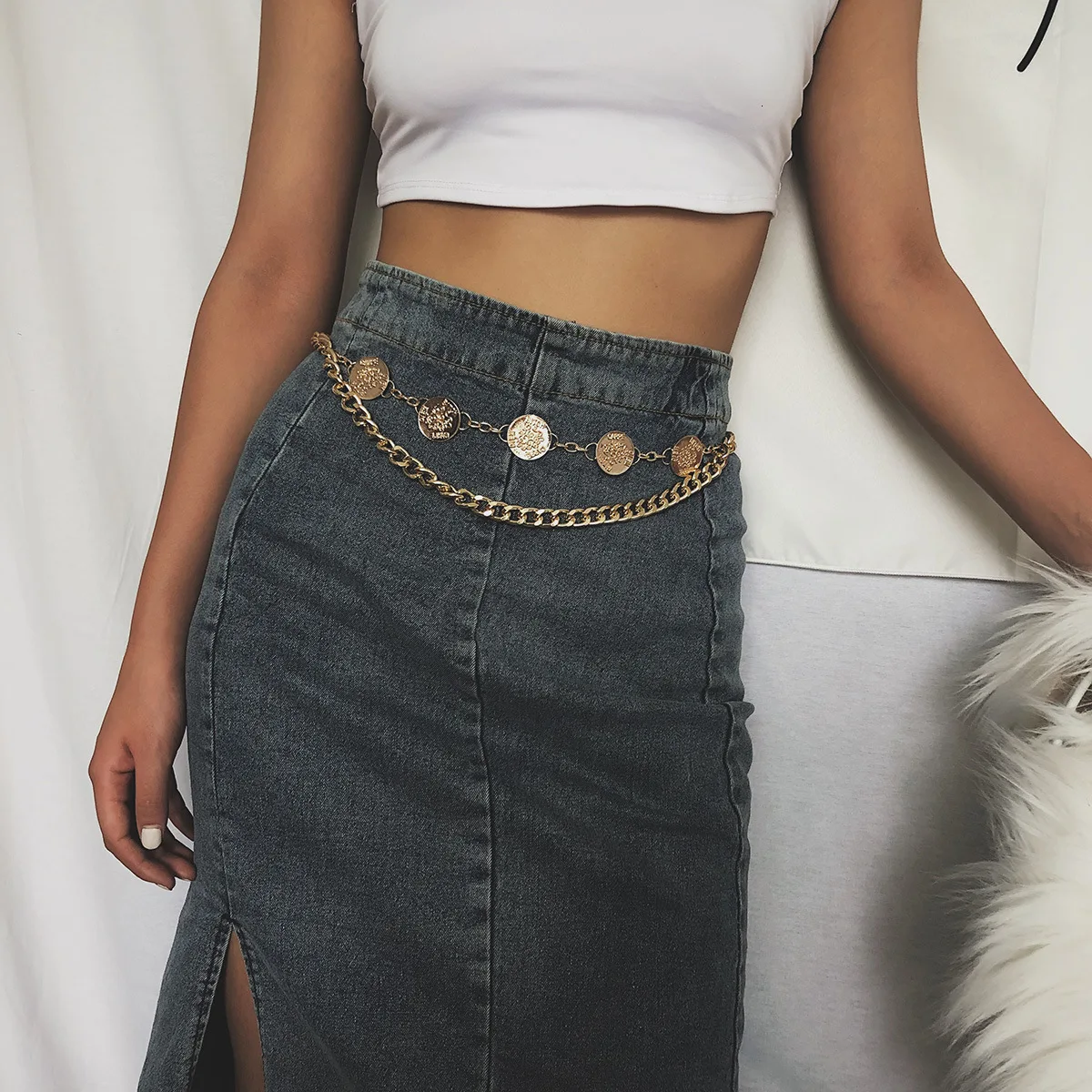 Youvanic Boho винтажная золотая цепочка для живота резное платье с рисунком в виде монет цепи ремней для женщин Цыганский сексуальный пояс в стиле панк украшения для тела 0534