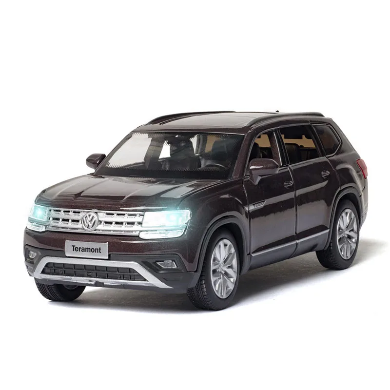 

1:32 Collection Car Model Diecast Toy Car Volkswagens-Teramonts SUV Off Road Vehicle Sound Light Car Doors Open For Kids Gifts