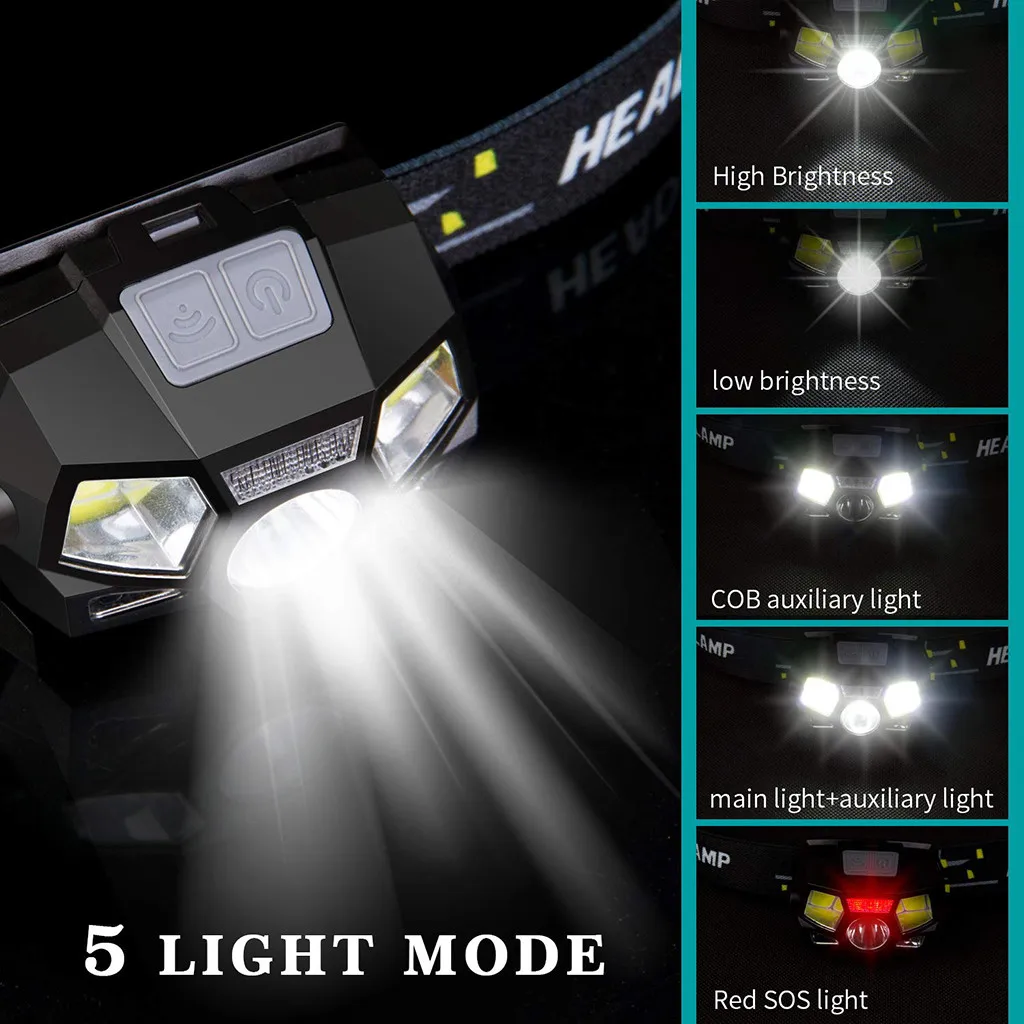 Cheap bike accessories light Motion Sensor Headlamp COB+Q5 LED Rechargeable Headlight Torch Lamp#4 7 Cheap bike accessories light Motion Sensor Headlamp COB+Q5 LED Rechargeable Headlight Torch Lamp#4 7
