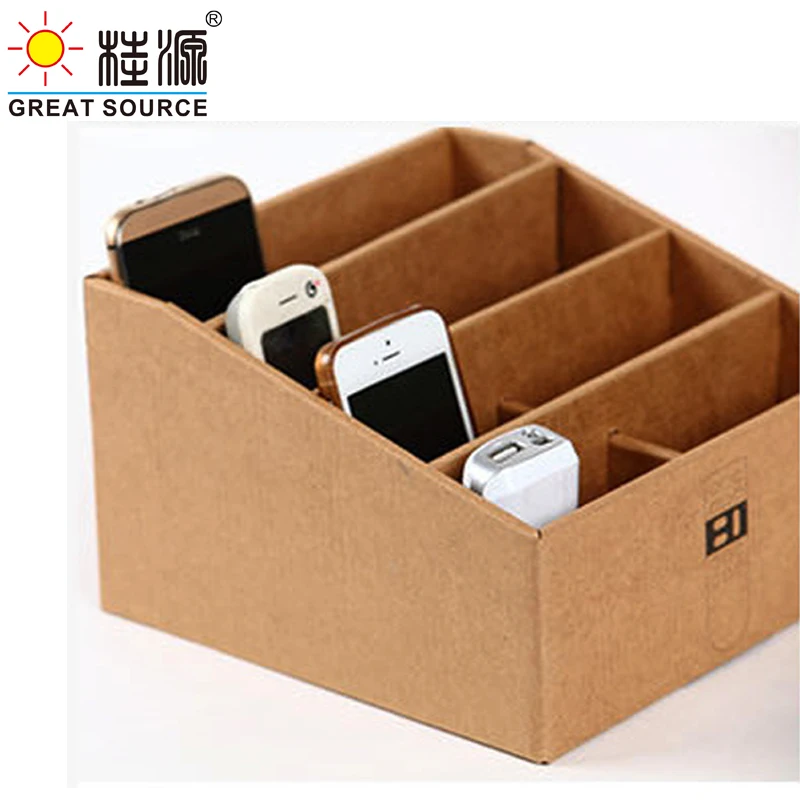 Makeasy 접이식 스토리지 사다리꼴 홈 데스크 탑 주최자 8 그리드 원격 모바일 홀더 골판지 스토리지(8PCS)