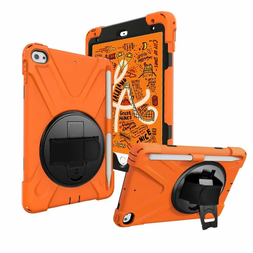 360 Rotating Heavy Duty Rugged Shockproof Case For Ipad Mini 4 5 7.9" 2019 Tablet protect Cover With Pencil Holder+Straps+pen |