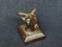 

YIZHU CULTUER ART Collection China Bronze Carving Chinese Zodiac Sheep Head Seal Statue Old Family Decoration