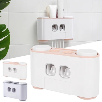 

NEW Magnetic Adsorption Toothbrush Holder Inverted Cup Wall Mount Bathroom Cleanser Storage Rack Bathroom Accessories Set