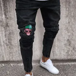 Модные мужские повседневные узкие брюки 2019 мужские брендовые джинсы с вышивкой прямые высокие Стрейчевые обтягивающие мужские джинсы