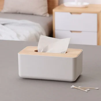 

Home Garden Storage Organization Simple Wooden Tissue box Storage Box Multi-purpose Classic Detachable Plastic Tray