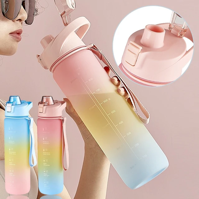 1000/800ML Sports Water Bottle Outdoor Bounce Cover Drink Cup with Handl  Straw Cup Fitness Water Bottle Kitchen Drinkware - AliExpress