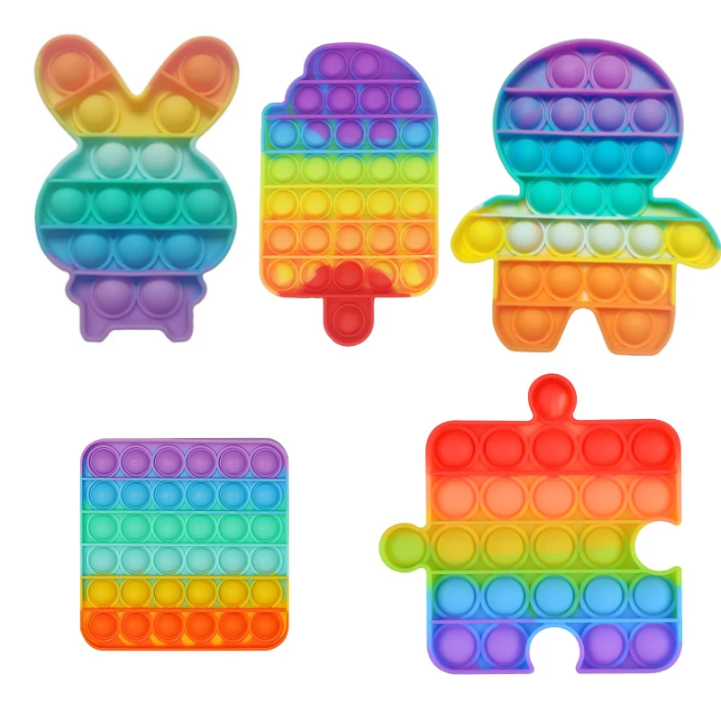 Ice Cream Pop Game Fidget Toys Rainbow Push Its Bubble Popper Fidget Sensory Toys For Parent-child Time Interactive Game Toy dna ball fidget toy