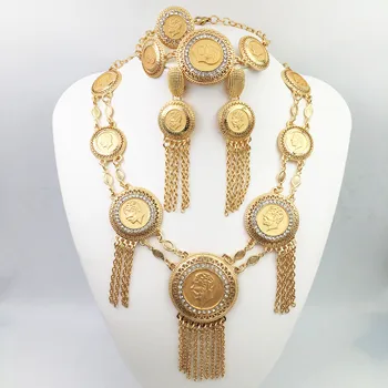 

High quality Italian gold colored jewelry set for women's African beaded jewelry jewelry fashion bangles and rings