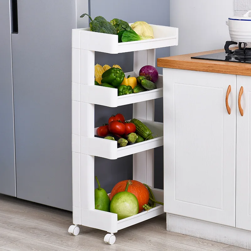 

Bathroom Kitchen Storage Shelf Rack Multi-layers Fruit Vegetable Toiletries Storage Organizer Holder Shelf Narrow Organizer Whee