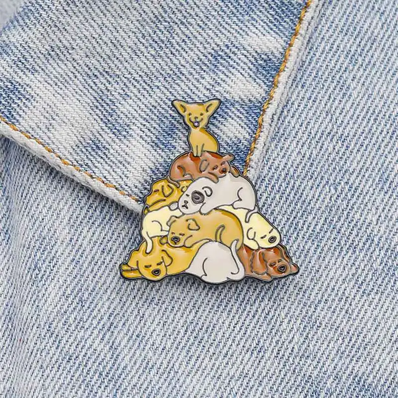 Cartoon Cute Yellow Dog Brooches For Women Creative Animal Badges Enamel Pin Jewelry Denim Jackets Accessories Trinkets | Украшения и