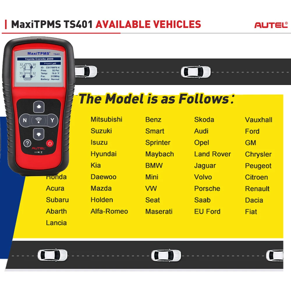 AUTEL MaxiTPMS TS401 TPMS OBD2 автомобильный Программируемый датчик шин активатор декодер