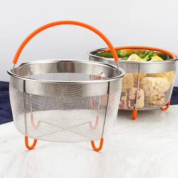 

Stainless Steel Rice Cooking Steam Basket Pressure Cooker Anti-scald Steamer Multi-Function Fruit Cleaning Basket