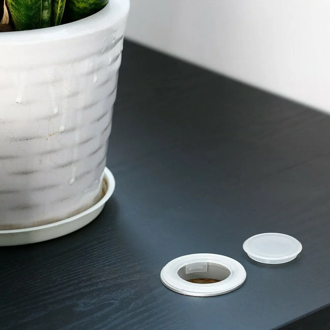 1Set Tavolo da giardino Ombrellone Foro per ombrellone Anello Tappo Set Scrivania in plastica Rotonda Foro per cavo Copertura Filo ordinato Passacavo Organizzatore di cavi  13
