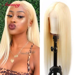 Preplucked Brazilian Hair Honey Blonde Colored Transparent Lace Front Wig 613 Straight 32 Inch 100% Virgin Remy 13X4X1 For Women