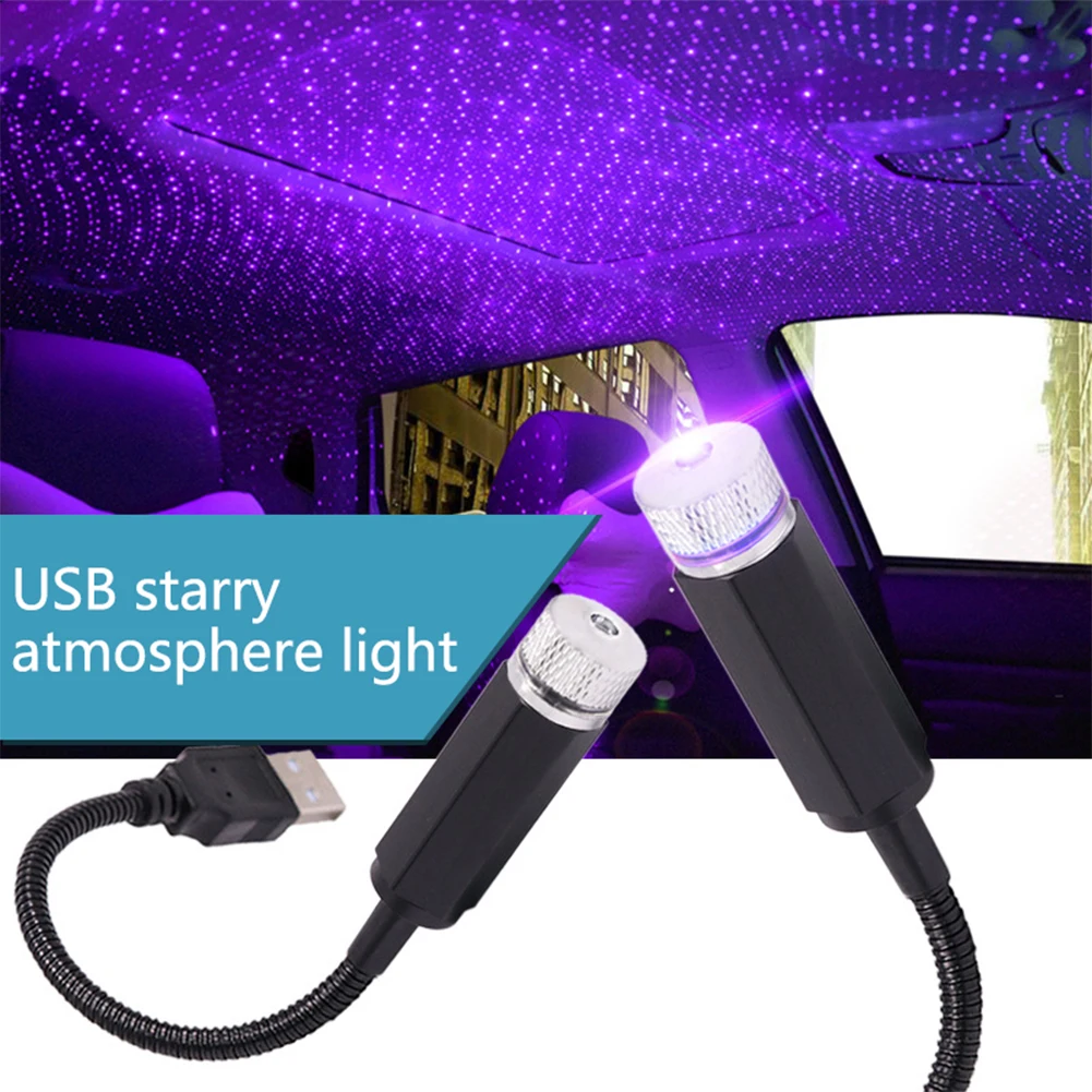 Автомобильный USB атмосферный светильник, ночник для домашнего интерьера, окружающая звезда, светильник светодиодный, Лампа для проектора, красный светильник, цветная лампа