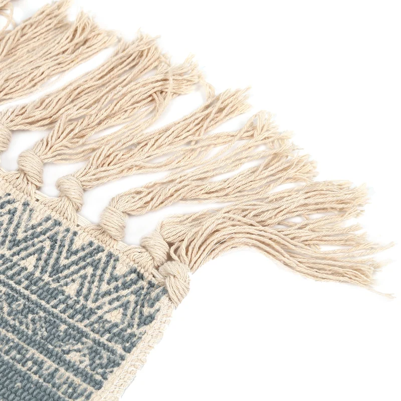 Retro Bohemian Hand Woven Cotton Carpet Tassel Bedside Rug Geometric Floor Mat Living Room Bedroom Home Decoration