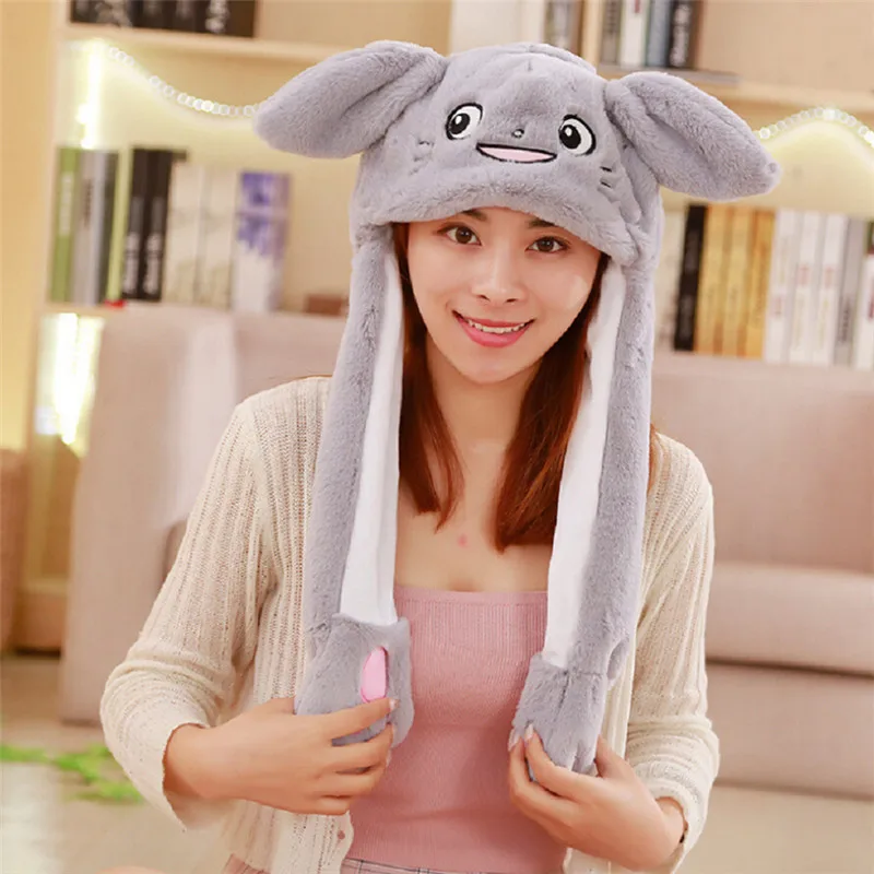 11 стиль для женщин дети миленький плюшевый кролик пинчинг Банни уха шляпа может двигаться подушка безопасности кепки игрушка подарок