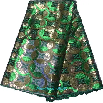 

2019 High Quality Sequins African Nigeria Lace Fabric High Quality Sequins French Tulle Lace Fabric For Wedding Party 04