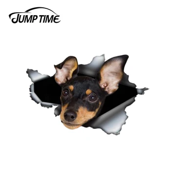 

Jump Time 13cm x 8.8cm Miniature pinscher car decal vehicle car van laptop 3D Pet Graphic Vinyl Decal Car Window Laptop