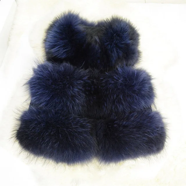 Navy JKKFURS Модный стильный женский жилет из натурального меха енота Зимний толстый теплый модный жилет 3 ряда S1150B - Цвет: Navy