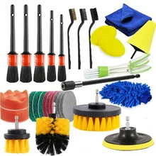 

Detailing Brush Set Car Cleaning Brushes Power Scrubber Drill Brush For Car Leather Air Vents Rim Cleaning Dirt Dust Clean Tools