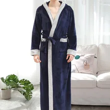 Зимние фланелевые халаты для мужчин, толстый Халат с капюшоном, арабский Длинный свободный зимний халат, Мужская Ночная одежда, кимоно, банный халат, пижама