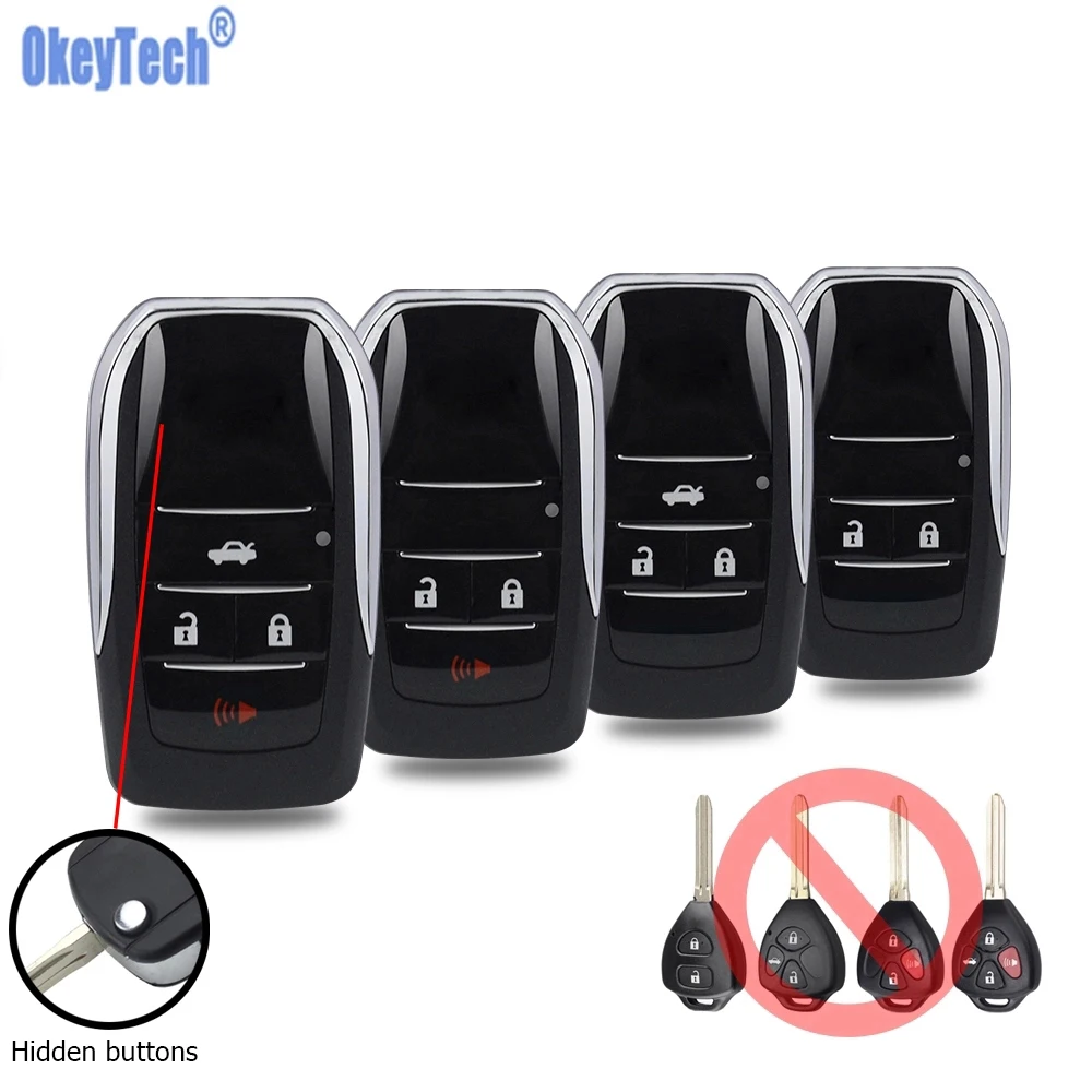 

OkeyTech Remote Car Key Case For Toyota Corolla RAV4 Toy43 Folding Flip Replacement Car Key Shell Cover Fob Blank Uncut Blade
