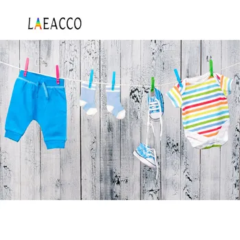 

Laeacco Baby Cloth Rope Shoe Sock Gray Wooden Board Child Portrait Photo Backdrop Photography Backgrounds Photocall Photo Studio