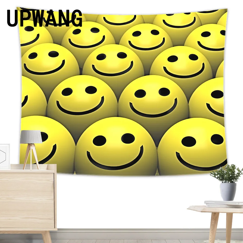 

Smiley Tapestry Wall Hanging Sandy Beach Picnic Rug Camping Tent Sleeping Pad Home Decor Bedspread Sheet Wall Cloth