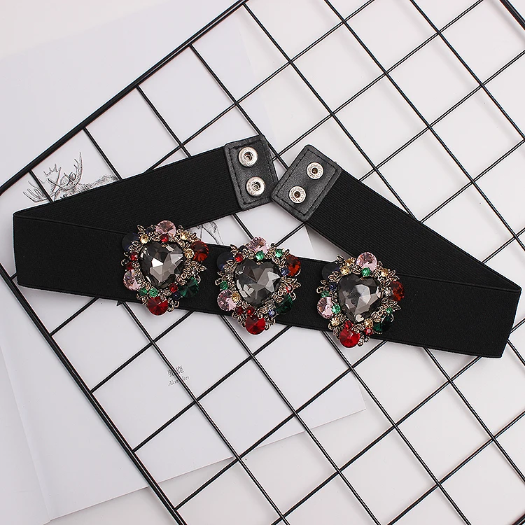 New Rhinestone Belt full crystal wide waistband decorated female body sculpting band designer wide elastic women belts SC46