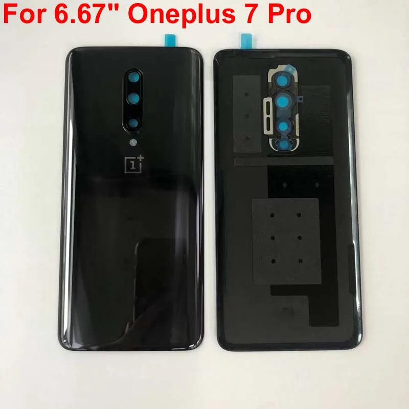 Для 6,6" Oneplus 7 Pro стеклянный чехол для задней батареи корпус+ рамка для камеры+ стеклянный объектив+ вспышка+ клейкая наклейка