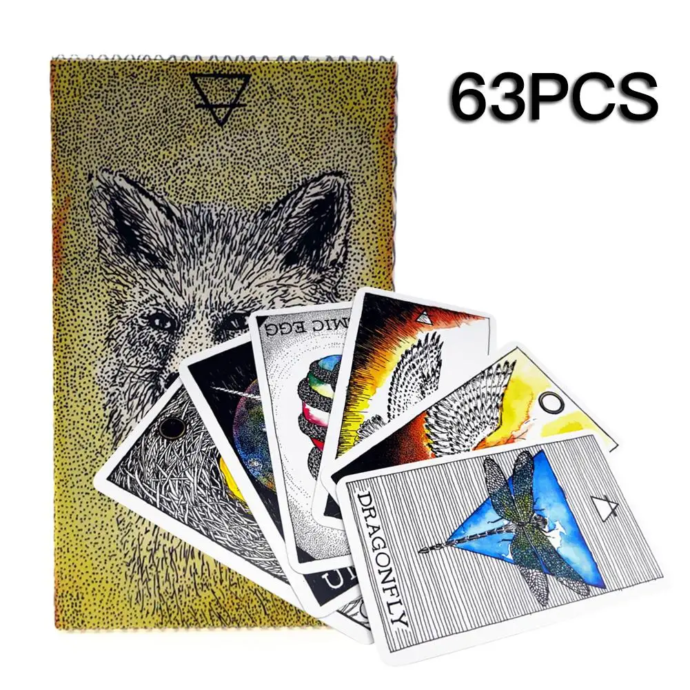 63 шт. карты Таро с изображением животных и духом, вечерние карты Таро на английском языке